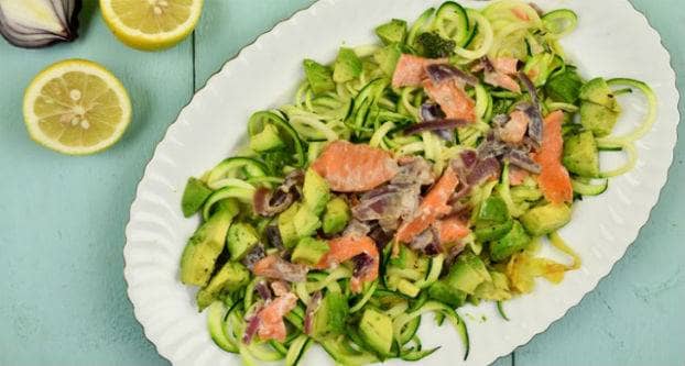 Courgetti met zalm-roomsaus