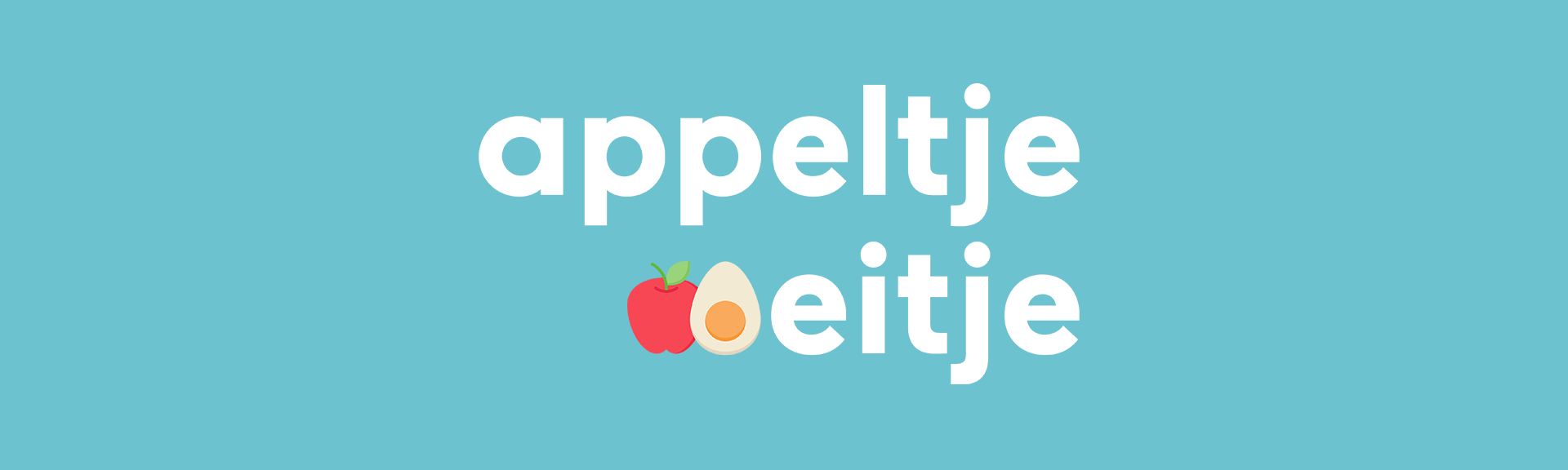 Tekst appeltje eitje met tekening van een appel en ei