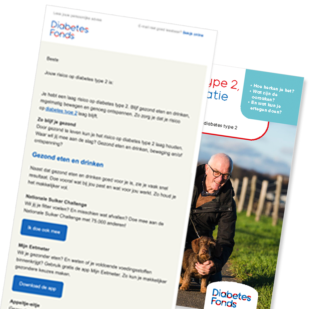 Uitslagmail en gratis brochure over diabetes
