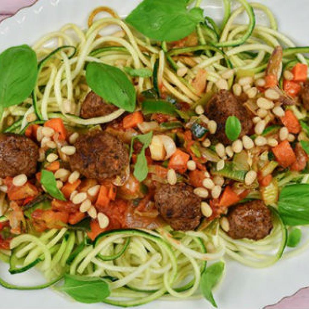 Courgetti met gehaktballetjes