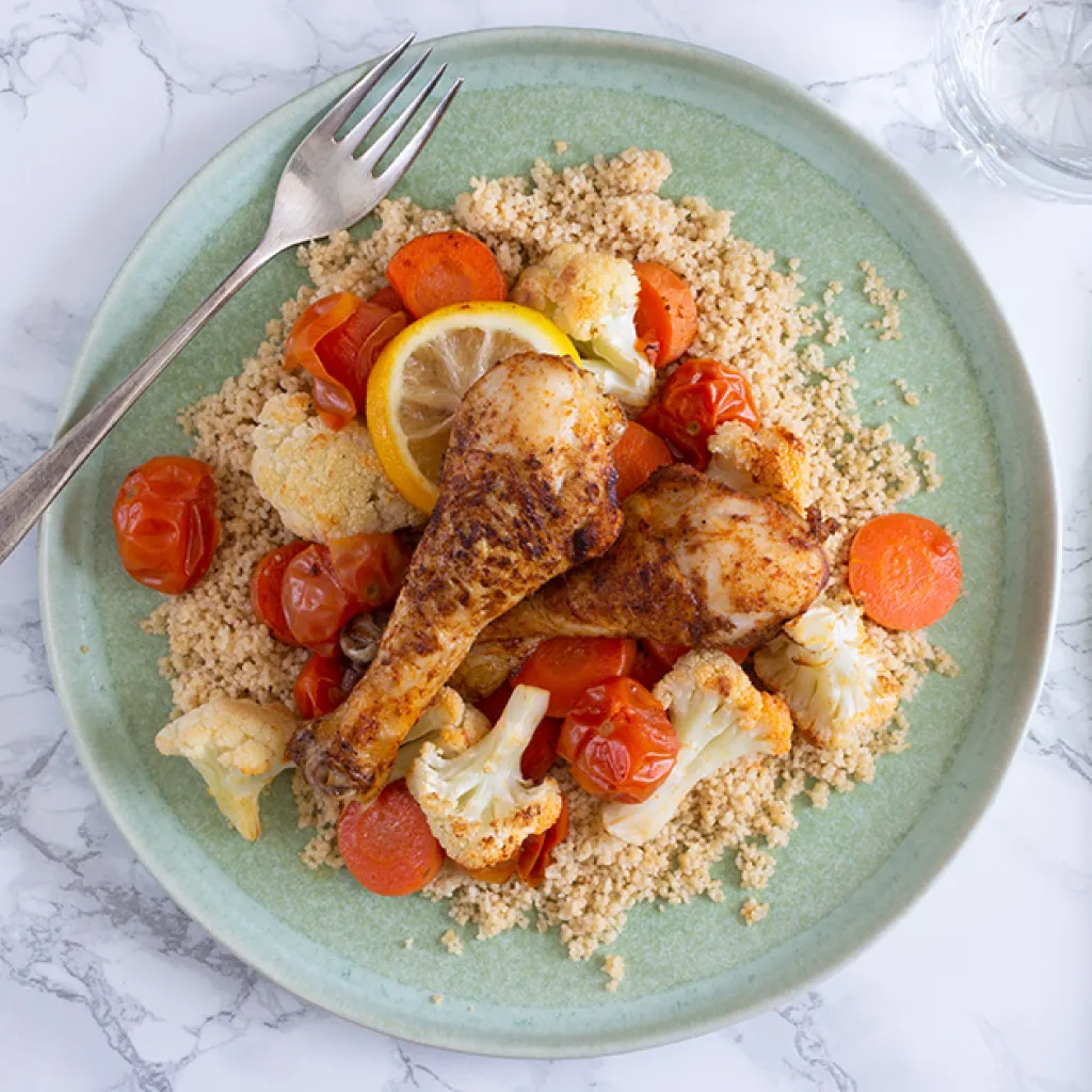 Couscous met geroosterde groenten en kip