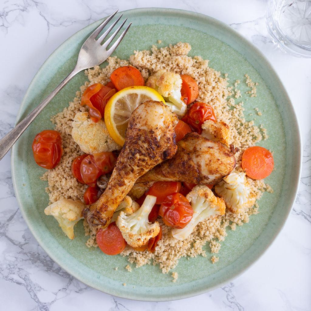 Couscous met geroosterde groenten en kip