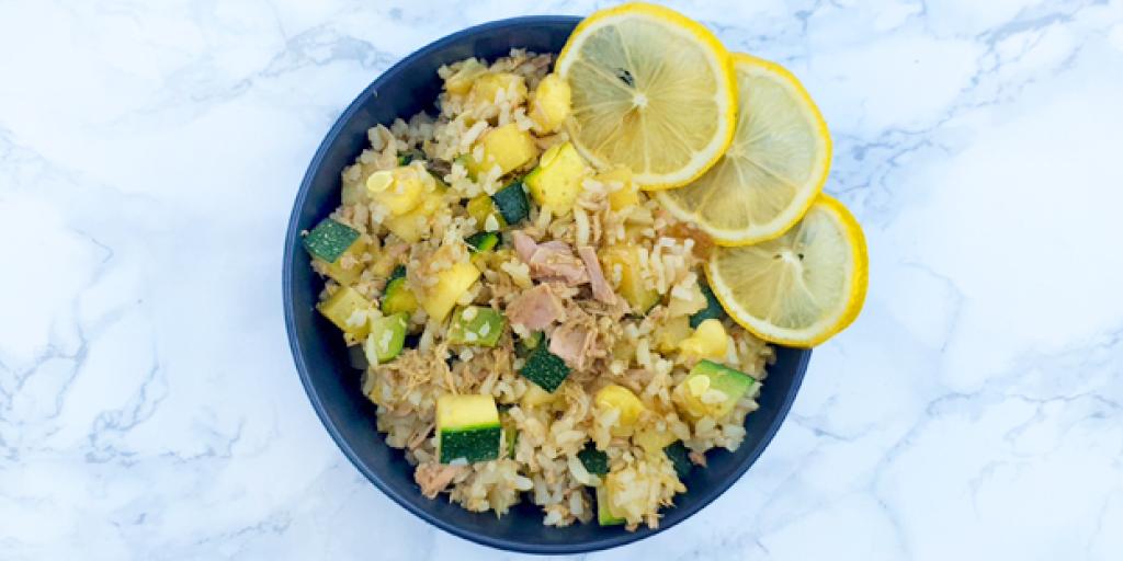 Rijst met tonijn en pesto