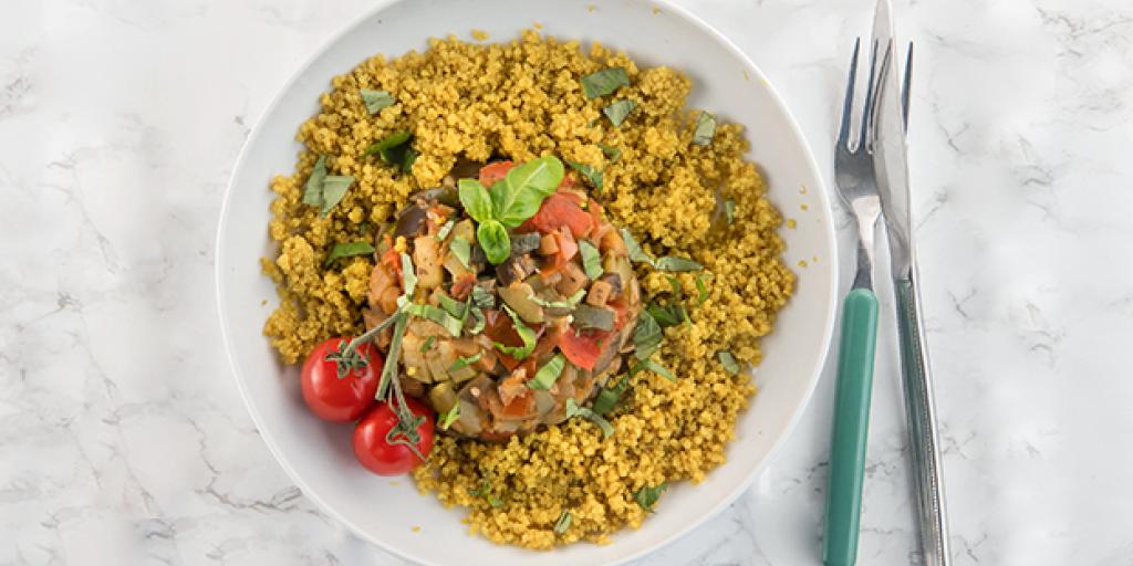 Ratatouille met gele quinoa