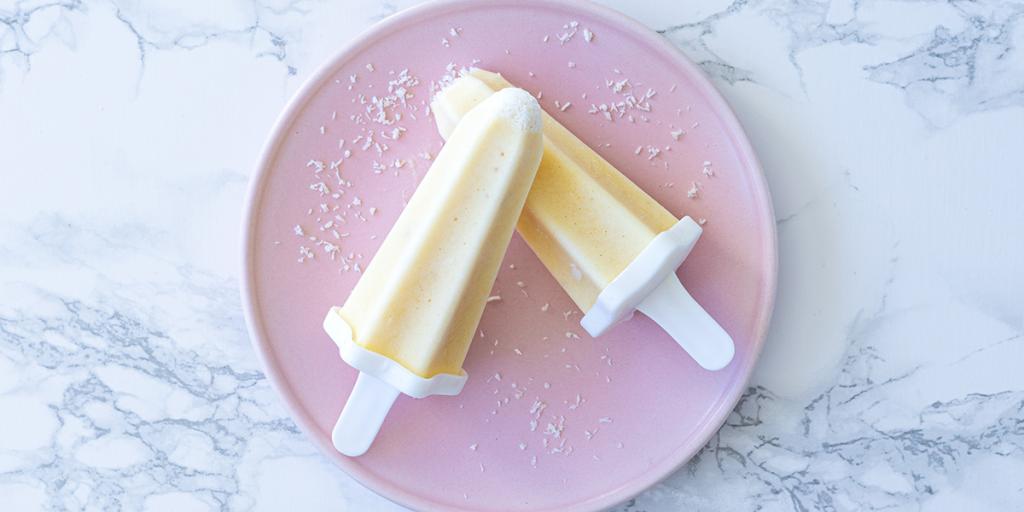 Kwarkijsje met ananas en  kokos