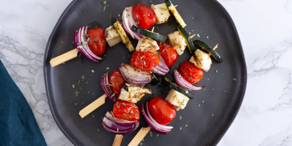 Barbecue-spiesje met halloumi
