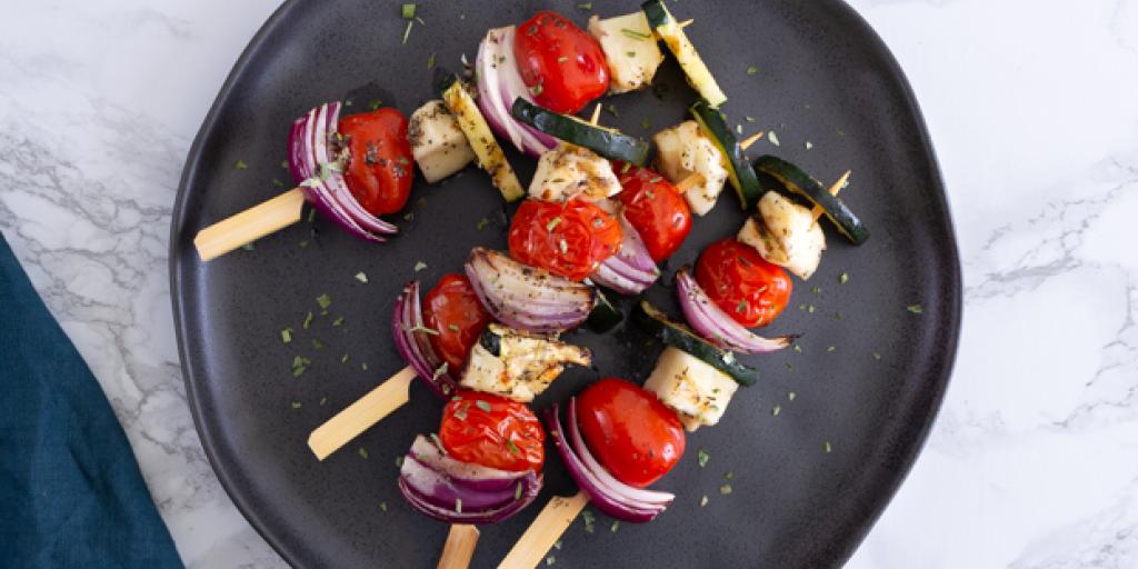 Barbecue-spiesje met halloumi