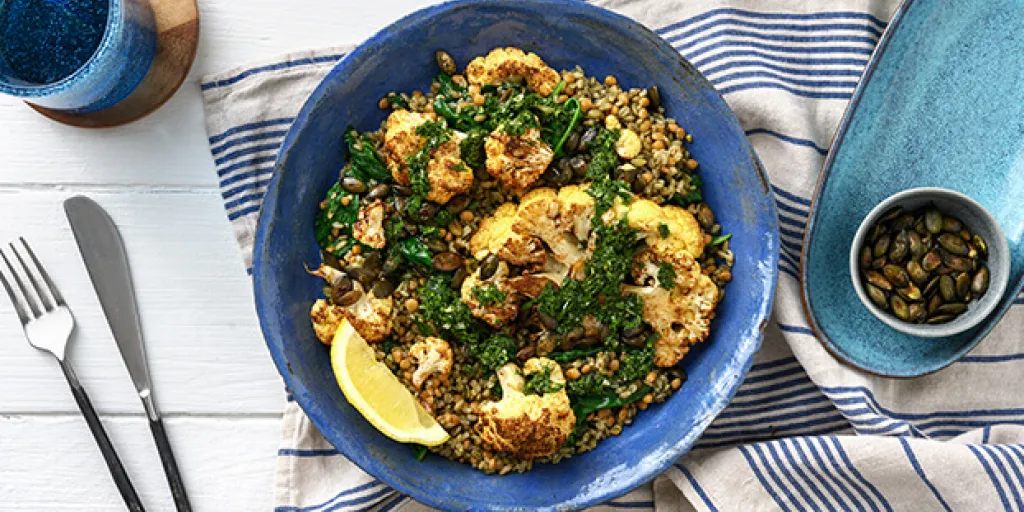 Bloemkoolsteak met zelfgemaakte salsa verde