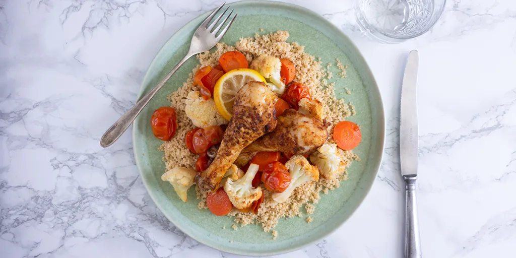 Couscous met geroosterde groenten en kip