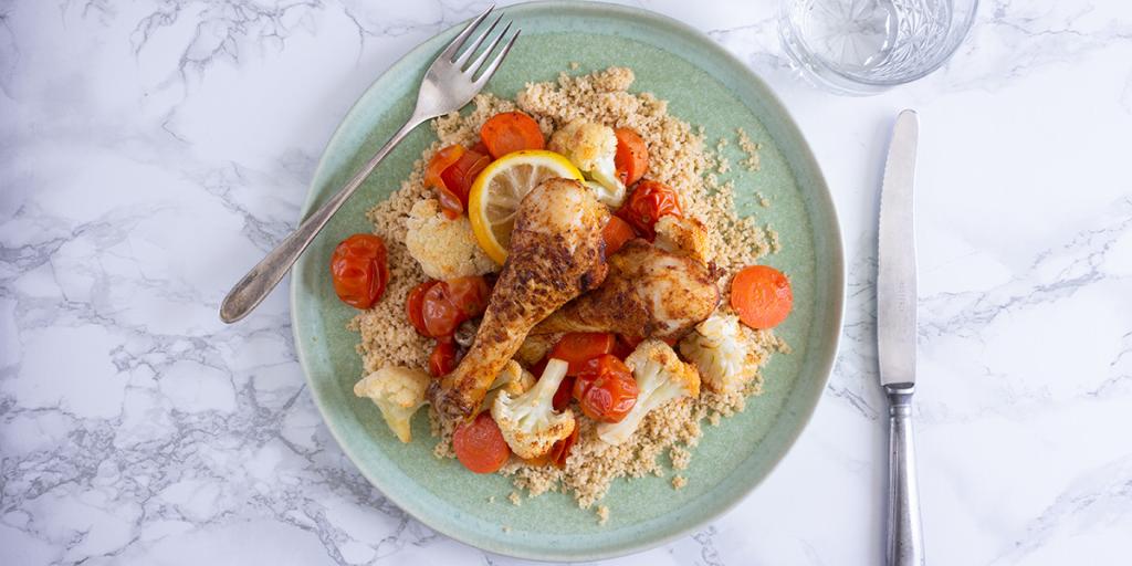 Couscous met geroosterde groenten en kip