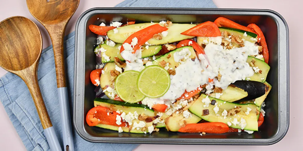 Gegrilde groenten met feta en walnoten