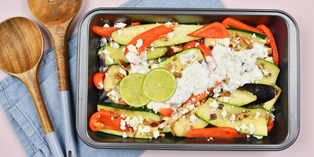 Gegrilde groenten met feta en walnoten