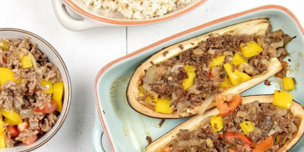 Gevulde aubergine met paprika