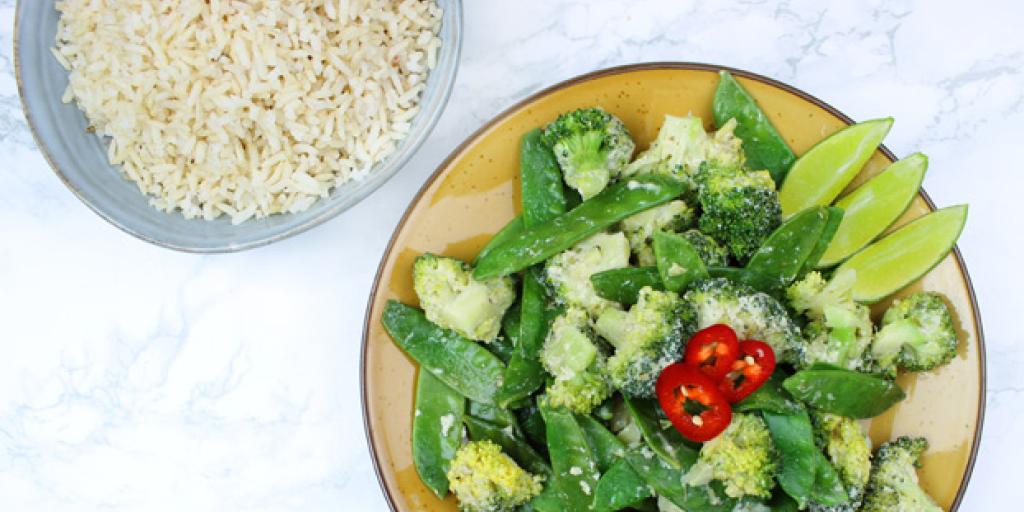 Groene curry met rijst