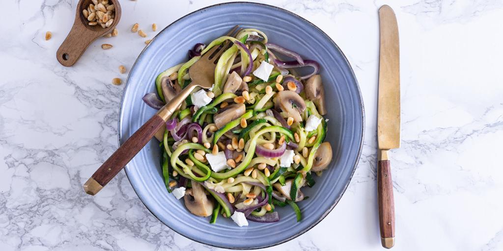 Spaghetti  van courgette met geitenkaas
