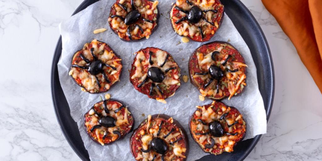 Auberginepizza met olijvenspin