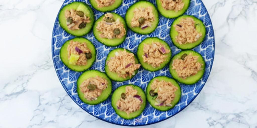 Komkommer toastje met tonijnsalade