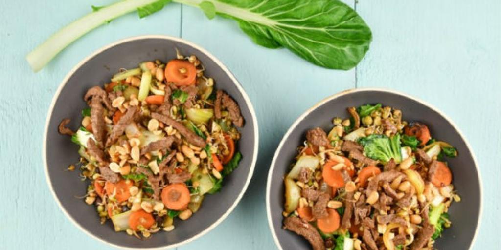 Oosterse roerbak met biefreepjes