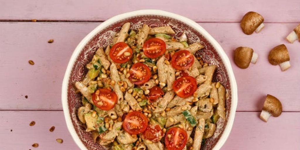 Volkoren penne met kastanjechampignons