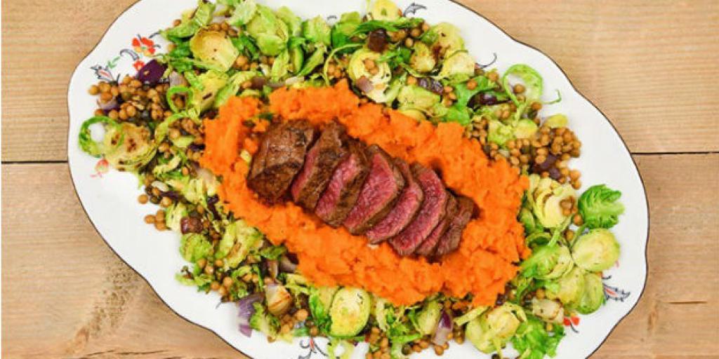 Biefstuk met wortelpuree