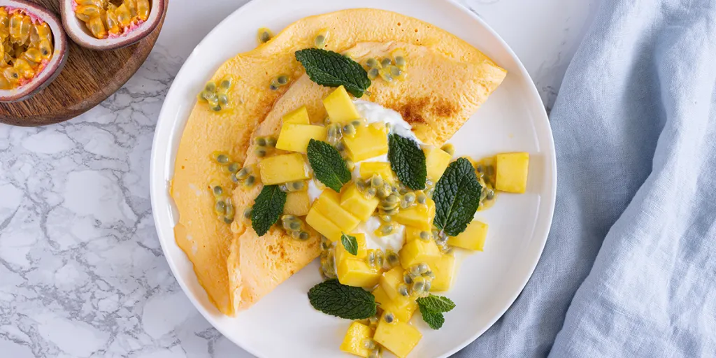 Zoete omelet met kwark en passievrucht
