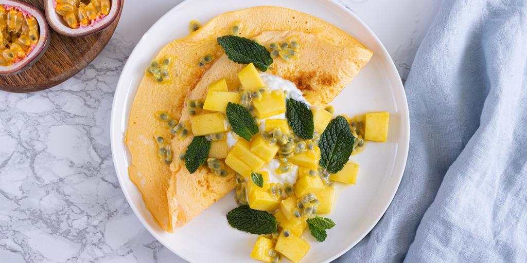 Zoete omelet met kwark en passievrucht