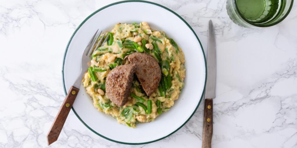 Bloemkoolpuree met snijbonen