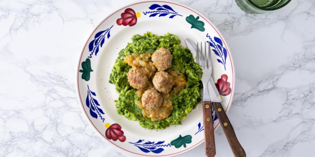 Boerenkoolstamppot met gehaktballetjes