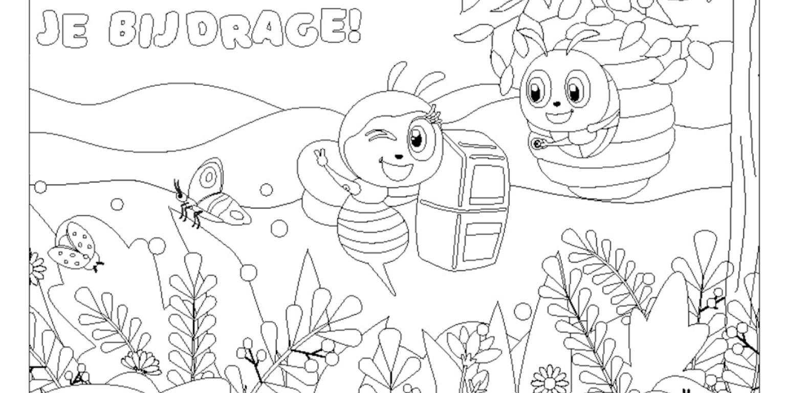 Kleurplaat van Bink de bij met collectebus