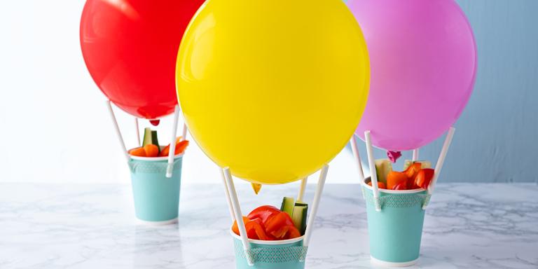 Luchtballon om uit te delen: Bekertjes gevuld met groente