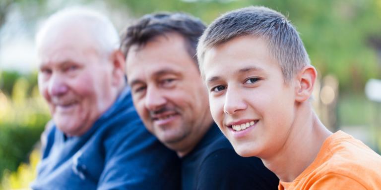 Foto: Grootvader, vader en zoon. Je kunt een erfelijke aanleg hebben voor diabetes.