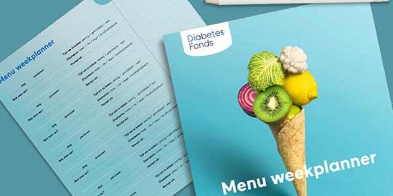 Suiker Challenge Weekplanner op blauwe achtergrond