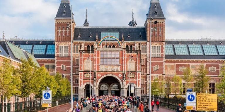 Hardlopers tijdens de Amsterdam marathon