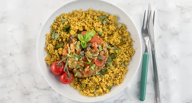 Ratatouille met gele quinoa