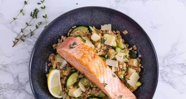 Speltrisotto met zalm