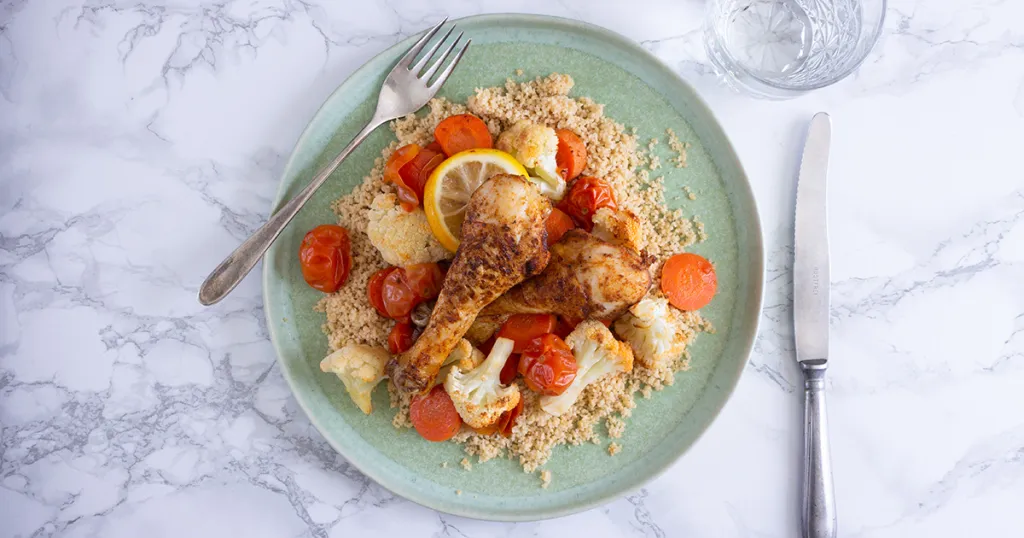 Couscous met geroosterde groenten en kip