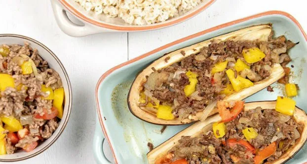 Gevulde aubergine met paprika