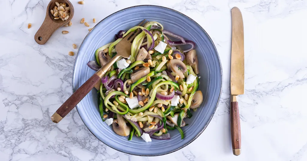 Spaghetti  van courgette met geitenkaas