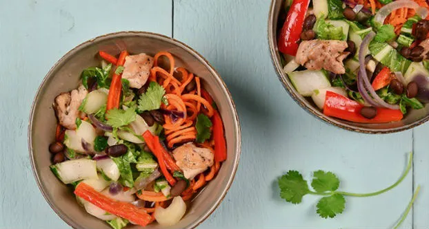 Miso-wortelnoedels met kip