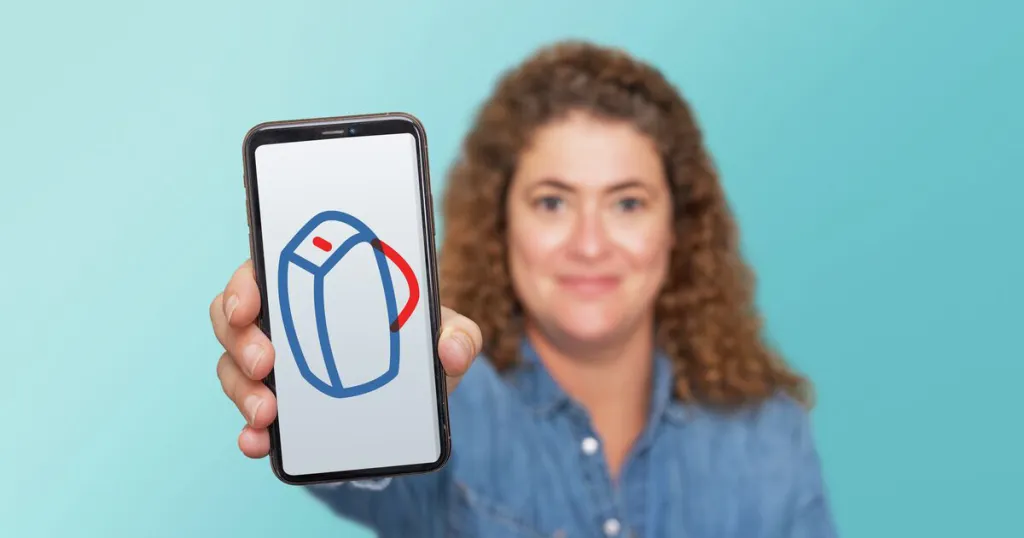 online collecte vrouw houdt mobiel vast met collecte-icoon