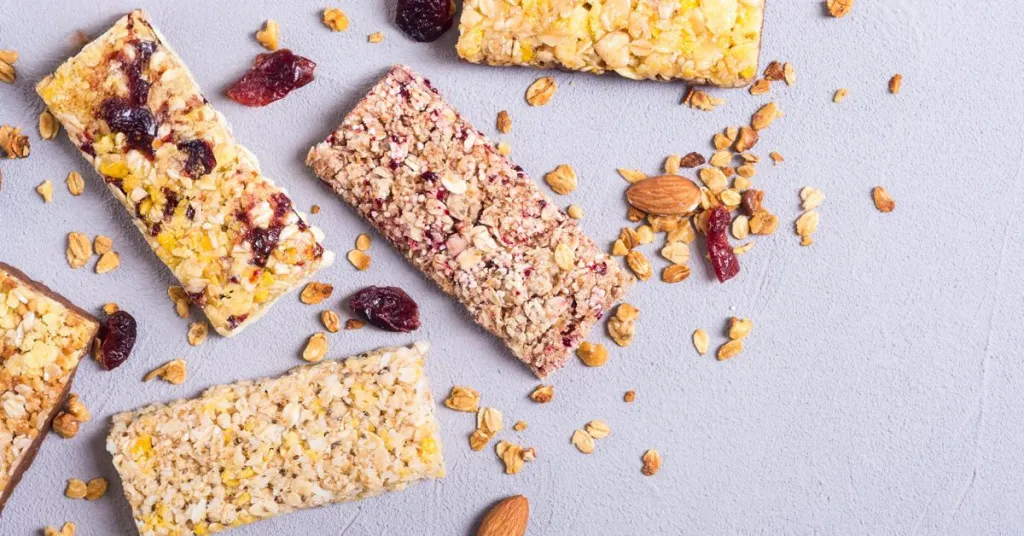 Verschillende granenrepen met muesli
