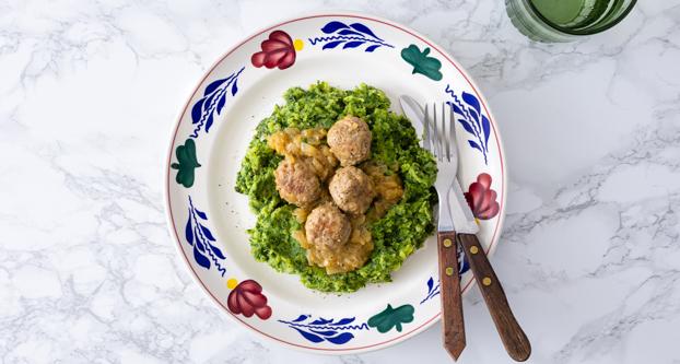 Boerenkoolstamppot met gehaktballetjes