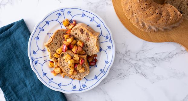 Volkoren poffert met gebakken appel