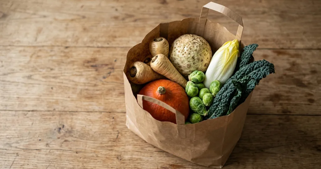 groente en fruit van de maand december: knolselderij, spruitjes, pompoen en pastinaak