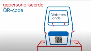 Tekening van kartonnen collectebus met QR-code