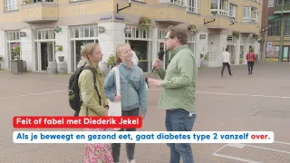 Diabetes type 2 gaat vanzelf over als je beweegt en gezond eet? vraagt Diederik Jekel aan een voorbijganger