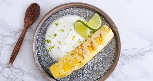 Gegrilde ananas met limoen­kwark
