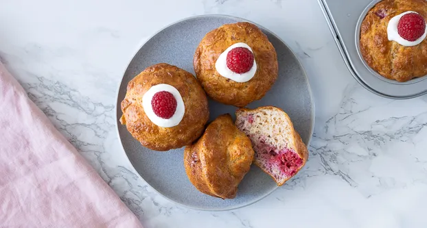Luchtige muffin met framboos